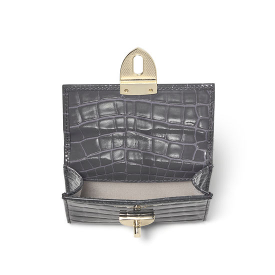 Small Mayfair Purse in Storm Patent Croc from Aspinal of London