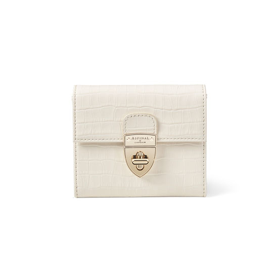 Small Mayfair Purse in Deep Shine Ivory Small Croc from Aspinal of London