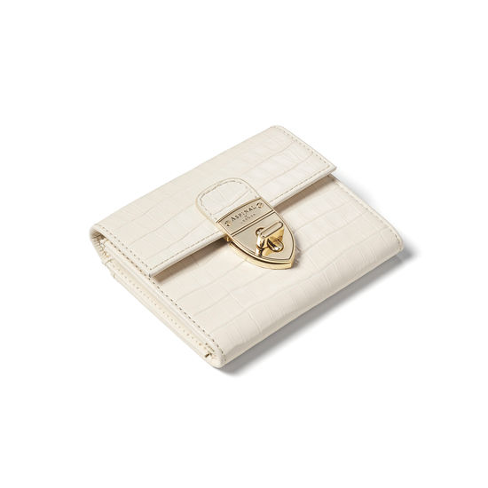 Small Mayfair Purse in Deep Shine Ivory Small Croc from Aspinal of London