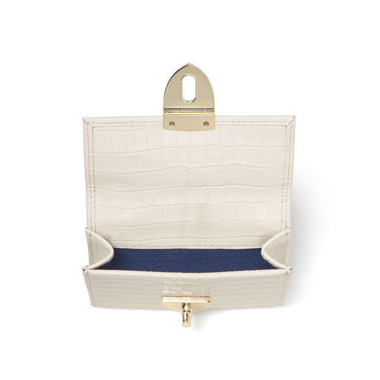 Small Mayfair Purse in Deep Shine Ivory Small Croc from Aspinal of London