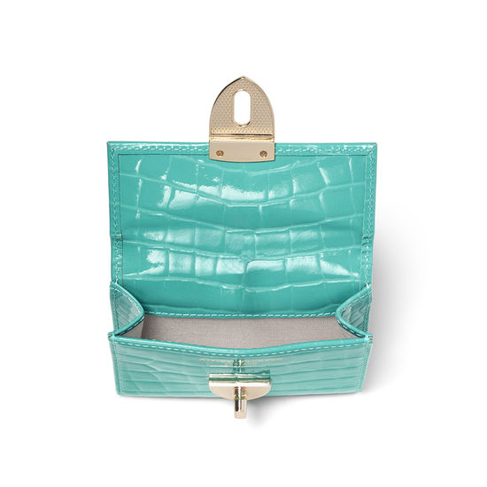 Small Mayfair Purse in Chalkhill Blue Patent Croc from Aspinal of London