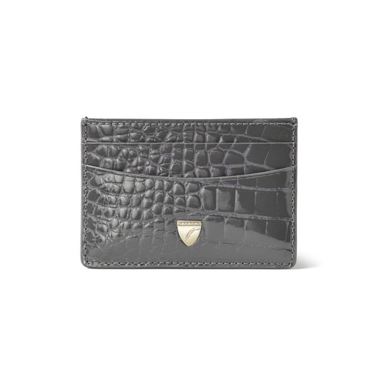 Slim Credit Card Holder in Storm Patent Croc from Aspinal of London