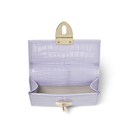Small Mayfair Purse in Deep Shine English Lavender Small Croc from Aspinal of London