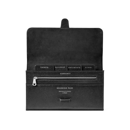 Travel Wallet with Removable Inserts in Black Saffiano from Aspinal of London