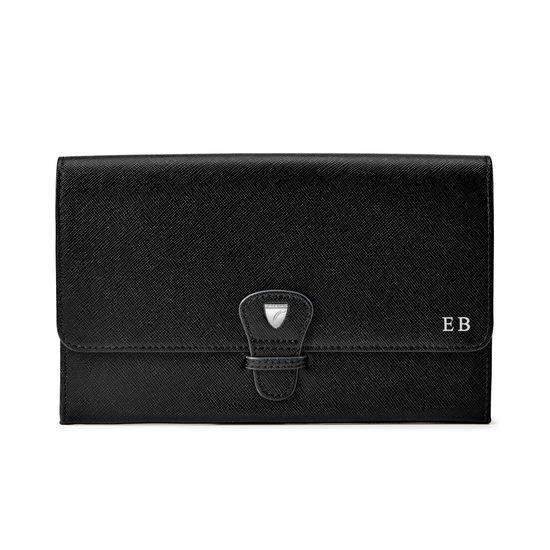 Travel Wallet with Removable Inserts in Black Saffiano from Aspinal of London