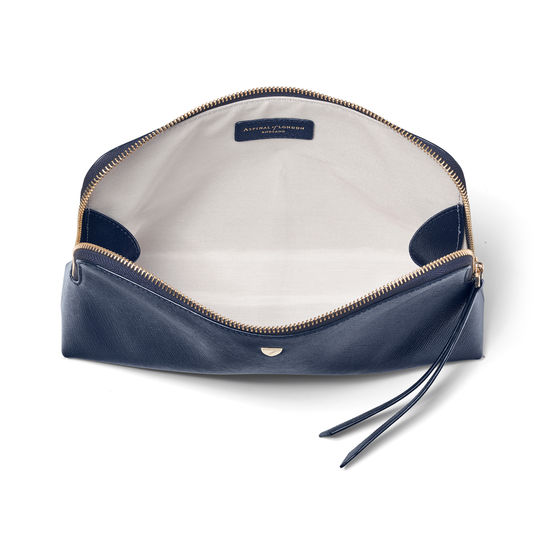 Large Essential Cosmetic Case in Navy Saffiano from Aspinal of London