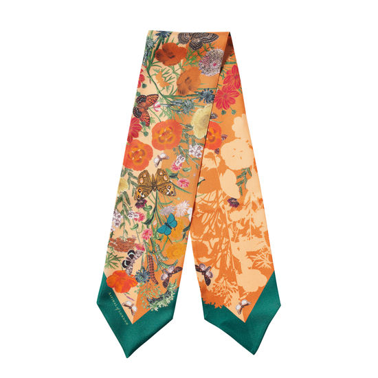 Botanical 'A' Silk Neck Bow Scarf in Meadow Pure Silk from Aspinal of London