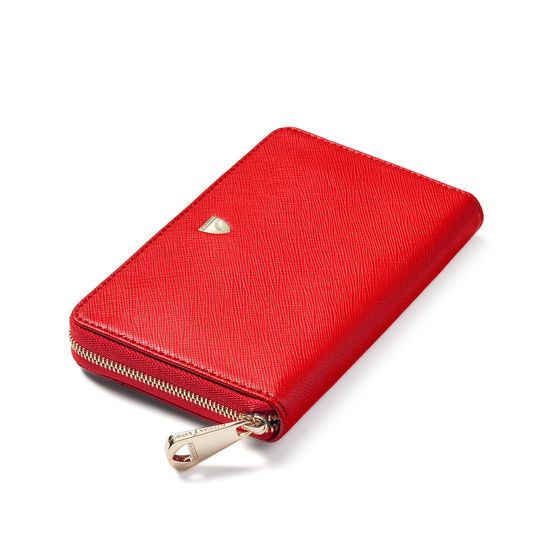 Midi Continental Purse in Scarlet Saffiano from Aspinal of London