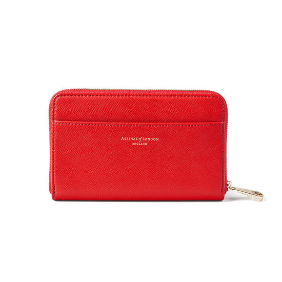 Midi Continental Purse in Scarlet Saffiano from Aspinal of London