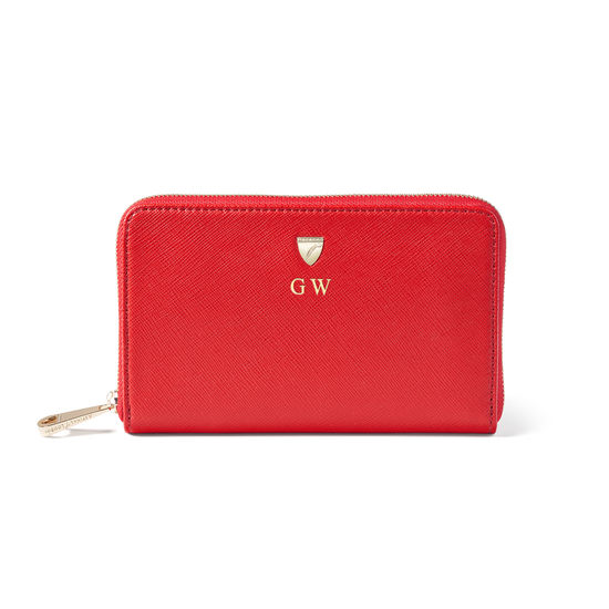 Midi Continental Purse in Scarlet Saffiano from Aspinal of London
