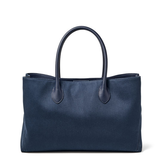London Tote in Navy Canvas from Aspinal of London