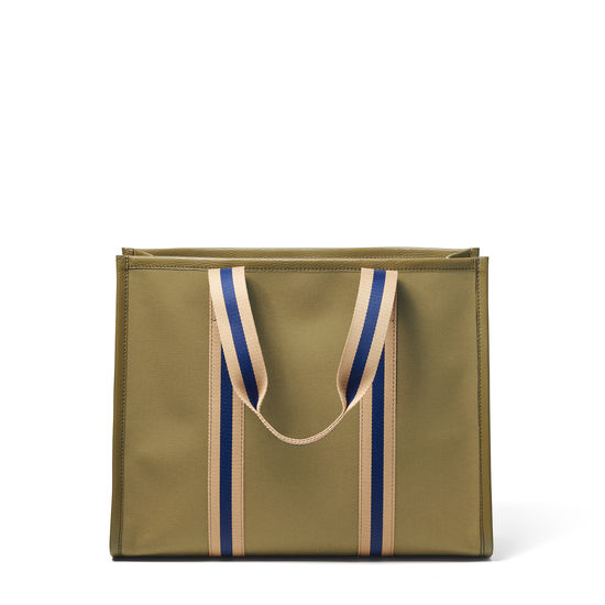 Henley Tote in Khaki Canvas from Aspinal of London