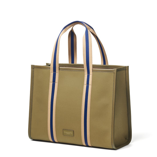Henley Tote in Khaki Canvas from Aspinal of London