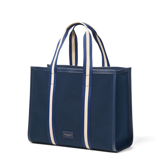Henley Tote in Navy Canvas from Aspinal of London
