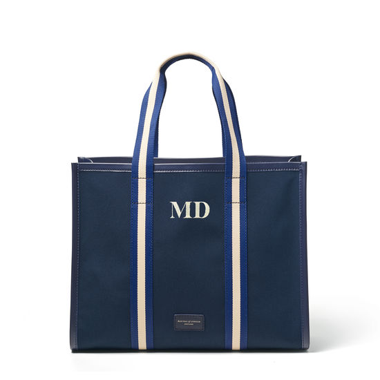 Henley Tote in Navy Canvas from Aspinal of London