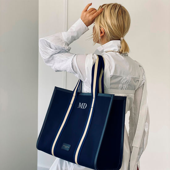 Henley Tote in Navy Canvas from Aspinal of London