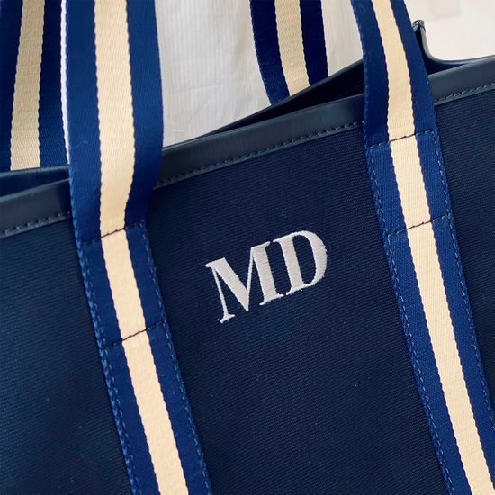 Henley Tote in Navy Canvas from Aspinal of London
