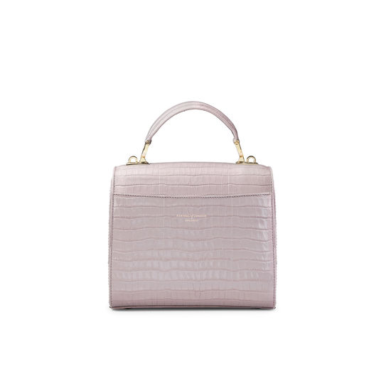 Midi Mayfair Bag in Deep Shine Lilac Small Croc from Aspinal of London