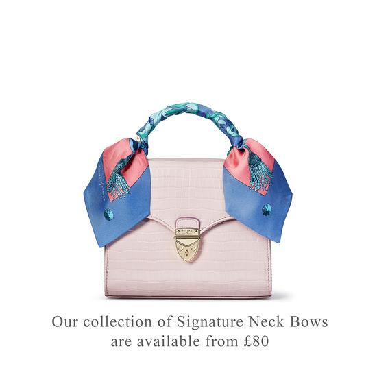 Midi Mayfair Bag in Deep Shine Lilac Small Croc from Aspinal of London