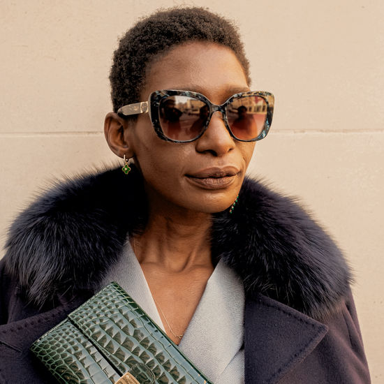 Ladies’ Palermo Sunglasses in Blue Opal Acetate from Aspinal of London