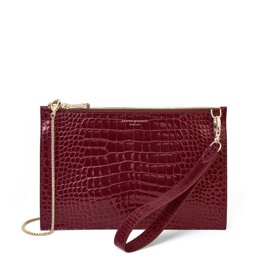 Soho Bag in Bordeaux Patent Croc from Aspinal of London
