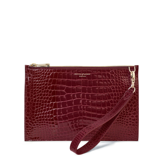 Soho Bag in Bordeaux Patent Croc from Aspinal of London