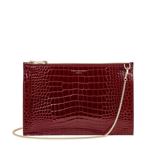 Soho Bag in Bordeaux Patent Croc from Aspinal of London