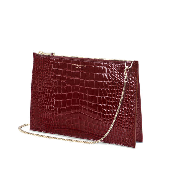 Soho Bag in Bordeaux Patent Croc from Aspinal of London