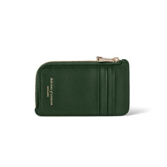 Zipped Coin & Card Holder in Evergreen Pebble from Aspinal of London