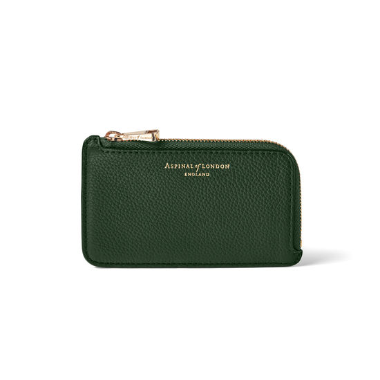 Zipped Coin & Card Holder in Evergreen Pebble from Aspinal of London