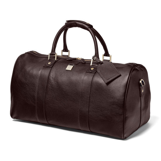 Boston Bag in Dark Brown Pebble Calf from Aspinal of London