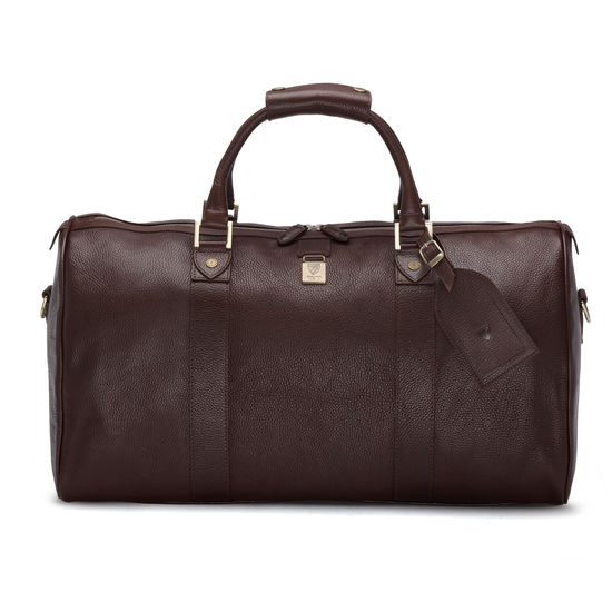 Boston Bag in Dark Brown Pebble Calf from Aspinal of London
