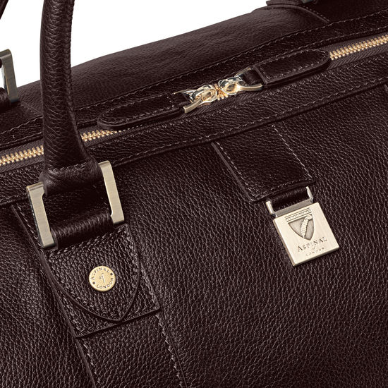 Boston Bag in Dark Brown Pebble Calf from Aspinal of London