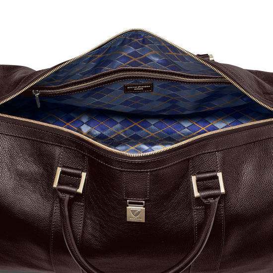 Boston Bag in Dark Brown Pebble Calf from Aspinal of London