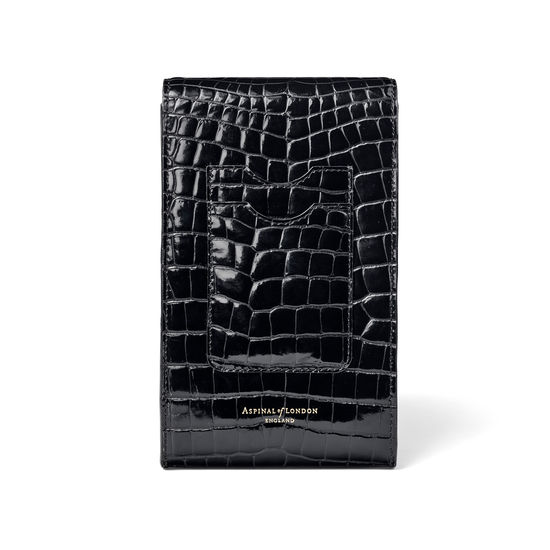Mayfair Phone Case in Black Patent Croc from Aspinal of London