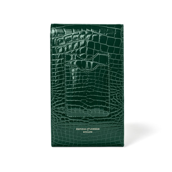 Mayfair Phone Case in Evergreen Patent Croc from Aspinal of London