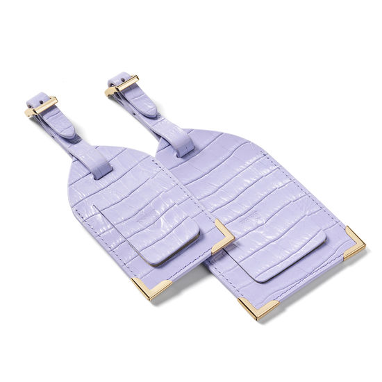 Travel Collection with Removable Inserts in Deep Shine English Lavender Croc from Aspinal of London