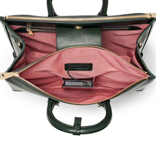 Madison Tote in Evergreen Pebble from Aspinal of London