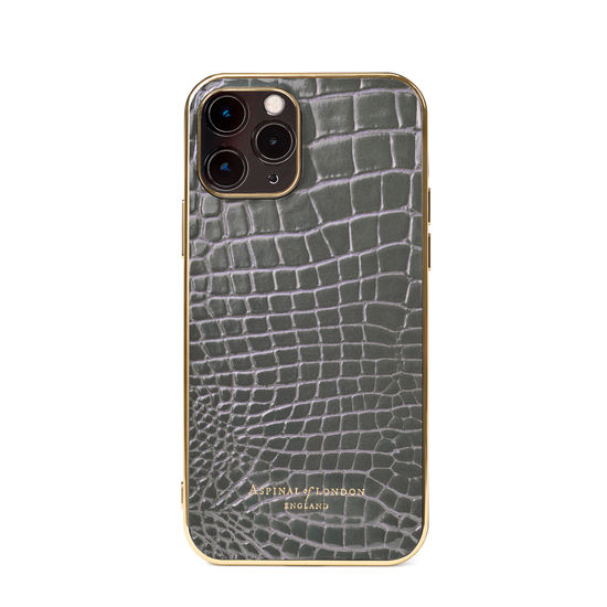 iPhone 12 / 12 Pro Case in Storm Patent Croc from Aspinal of London
