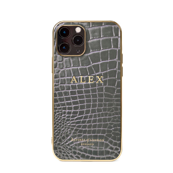 iPhone 12 / 12 Pro Case in Storm Patent Croc from Aspinal of London
