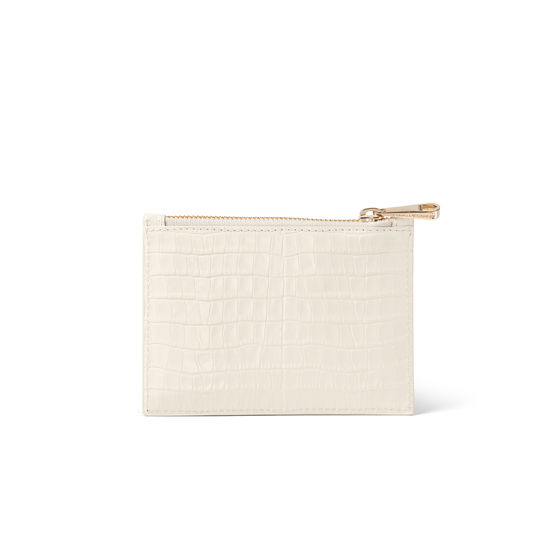 Small Essential Flat Pouch in Ivory Croc from Aspinal of London