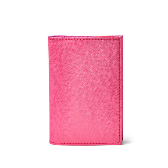 Refillable Pocket Notebook in Bright Pink Saffiano from Aspinal of London