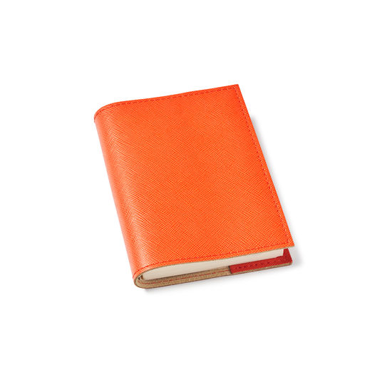 Refillable Pocket Notebook in Bright Orange Saffiano from Aspinal of London