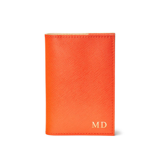 Refillable Pocket Notebook in Bright Orange Saffiano from Aspinal of London