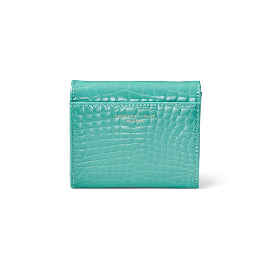 Small Mayfair Purse with Chain in Chalkhill Blue Patent Croc from Aspinal of London