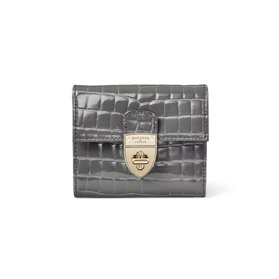 Small Mayfair Purse with Chain in Storm Patent Croc from Aspinal of London