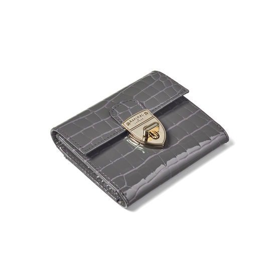 Small Mayfair Purse with Chain in Storm Patent Croc from Aspinal of London