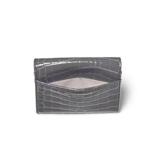 Small Mayfair Purse with Chain in Storm Patent Croc from Aspinal of London