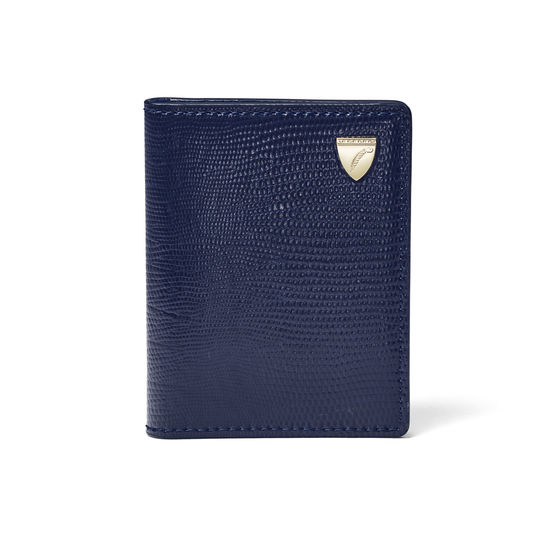 ID & Travel Card Holder in Midnight Blue Silk Lizard & Navy Suede from Aspinal of London
