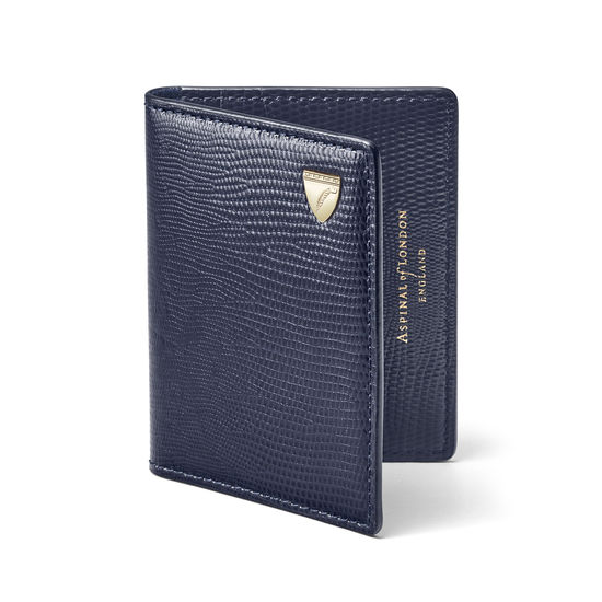 ID & Travel Card Holder in Midnight Blue Silk Lizard & Navy Suede from Aspinal of London